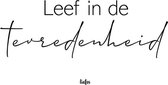 Binnenposter -leef in de tevredenheid -15 x 25 cm- zwart industrieel wit met tekst / quote / symbool -- Liefss muurdecoratie van forex