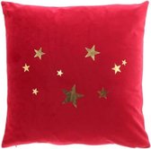 Unique Living | Kussen Xmas Jingle red 45x45cm stars | Kussen woonkamer of slaapkamer