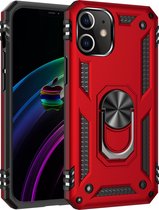 Hoesje iPhone 12 Pro Max - Rood - Met magneet en standaard - Hard case - Shockproof