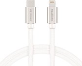 Swissten Lightning naar USB-C Kabel voor iPhone 8/SE/X/XS/XR/11/12/13/14 - Pro/Pro Max/Mini/Plus en diverse iPad modellen - Gecertificeerd door Apple - 1.2M - Zilver