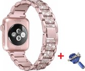 Luxe Metalen Armband Geschikt Voor Apple Watch Series 1/2/3/4/5/6//7/SE 38/40/41 mm Horloge Bandje - 38mm/40mm/41mm iWatch Schakel Polsband Strap RVS - Smartwatch Met Horlogeband Inkortset - 