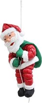 Santa Claus klimmer op touw 60cm - Plastic - rood - Père Noël sur Corde - SILUMEN