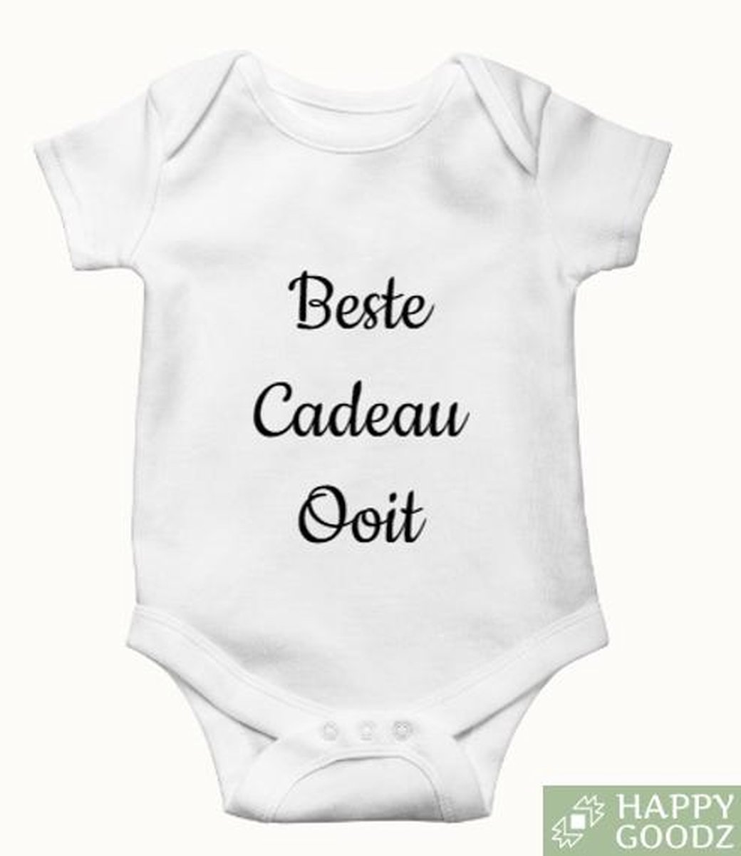 Beste Cadeau Ooit - baby romper WIT - Zwangerschap aankondiging - bekendmaking - Zwanger - 100% katoen - kraam cadeau - rompertje met tekst - aanstaande mama - 0-3 maanden - jullie worden opa en oma - pregnancy announcement
