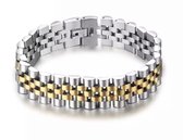 Jubilee Stijl Armband | Horlogeband Stijl | Zilver&Goud | Armband Mannen | Staal | 15mm | Cadeau voor Man | Pin Remover | Moederdag | Moederdag Cadeau