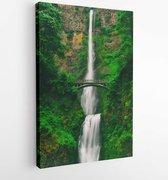 Onlinecanvas - Schilderij - Brug Cascade Omgeving Herfst Art Verticaal Vertical - Multicolor - 115 X 75 Cm