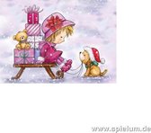 Wild Rose CL462 Girl on Sleigh