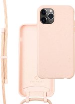 Coverzs Bio silicone case met koord geschikt voor Apple iPhone 11 Pro Max - roze
