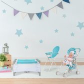 Teamson Kids 3-in-1 Kinderkamer Voor Babypoppen - Poppenwagen, Kinderstoeltje & Babybox - Accessoires Voor Poppen - Kinderspeelgoed - Blauw/Wit