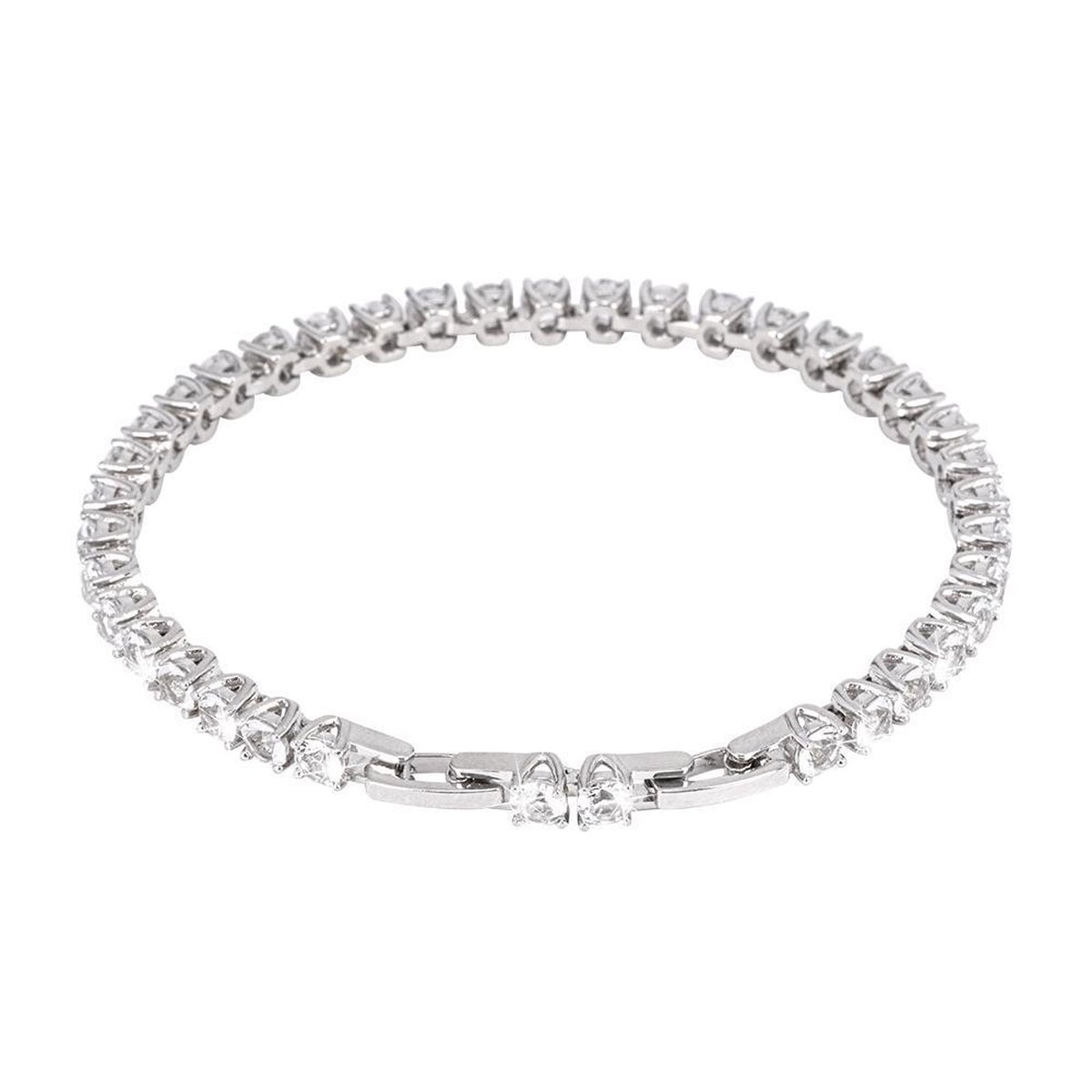 Di Lusso - Armband Le Mans - Hoogwaardig Messing - Zilverkleurig - Dames - 19 cm