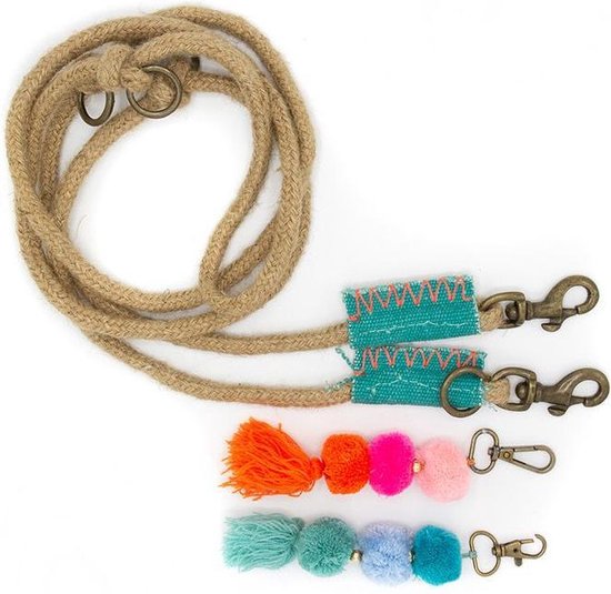 DWAM Binck Hondenlijn / Hondenriem - Verstelbaar - Jute - S - Diameter: 8 mm - Lengte: 200 cm