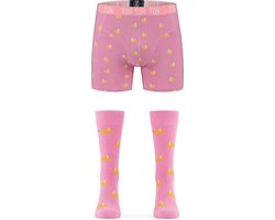 Ton Sur Ton - Grappige Sokken Heren - Grappige Boxershort Heren - Grappig Cadeau Voor Man - Geschenkset Heren - Vrolijke Sokken - Bananas - Matchende sokken en onderbroeken - S/41-46