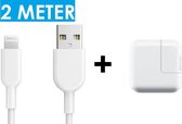 PowerPlug iPad Oplader - Snellader USB Power Adapter Stekker Oplaadblok Oplader Oplaadblokje Oplaadkabel Snoer Kabel Laadkabel 2 Meter
