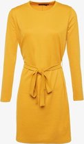 Jazlyn dames rib jurk met ceintuur - Geel - Maat L