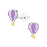 Joy|S - Zilveren Luchtballon oorbellen - 8 x 11 mm - paars