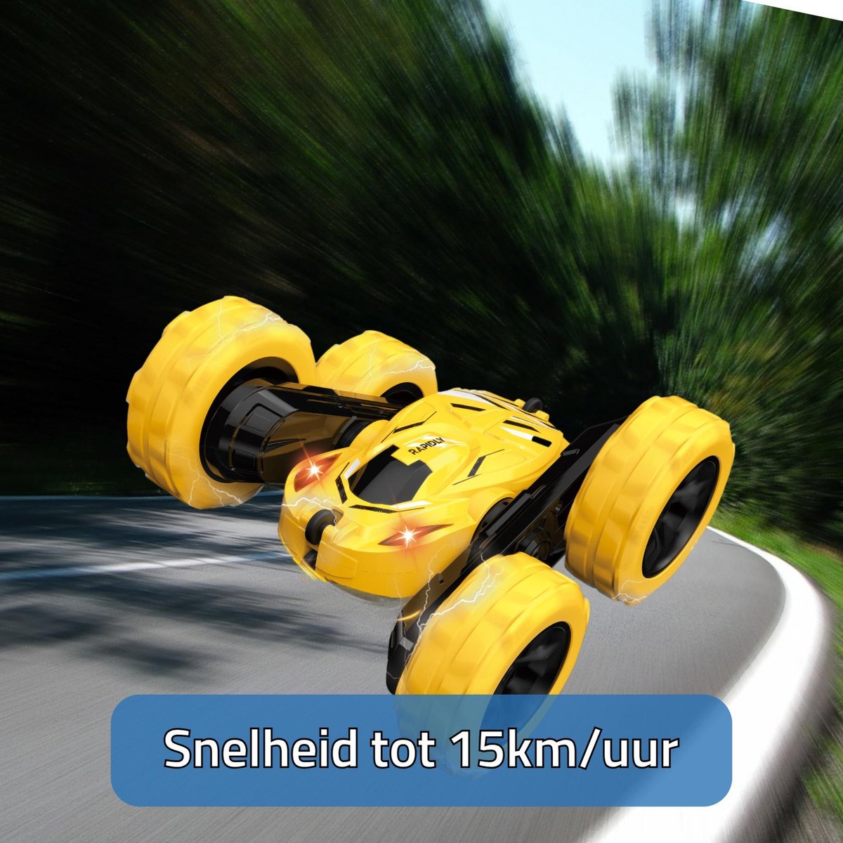 HyperWheels - Bestuurbare Auto voor Jongens - Speelgoed Stuntauto voor Binnen of Buiten - Geel - incl. 2 accu's en Rupsbanden — afbeelding 5