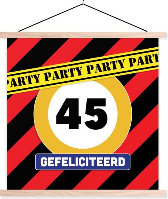 Porte-affiche avec affiche - Affiche scolaire - Anniversaire - 45 ans - Fête - 60x60 cm - Lattes vierges