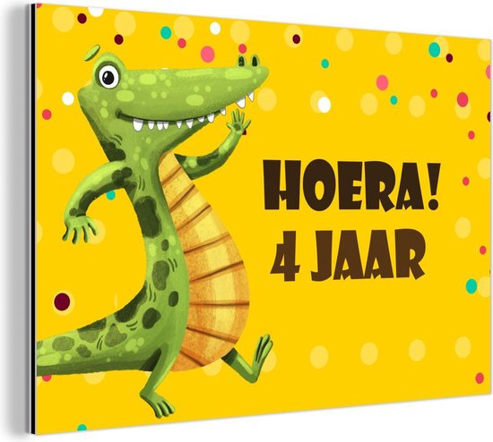 Wanddecoratie Metaal Aluminium Schilderij Verjaardag Cadeau Kind 4 Jaar Bol Com