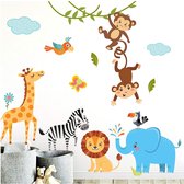 Muursticker | Wanddecoratie | Wandtattoo | Jungledieren | 112x81 Cm | Kinderkamer | Slaapkamer | Modern | Jongens/Meisjes | Siliconen