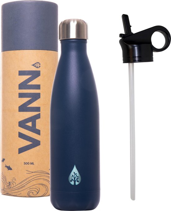 Bouteille d'eau avec paille et bec verseur bouteille de sport 500ml - Bouteille d'eau - VANN bouteille thermos  - Bleu