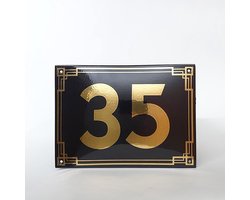 Art deco | jaren ’30 | luxe emaille huisnummer - 35