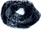 Colsjaal warme dames sjaal wintersjaal ronde sjaal panterprint dierenprint zwart/grijs