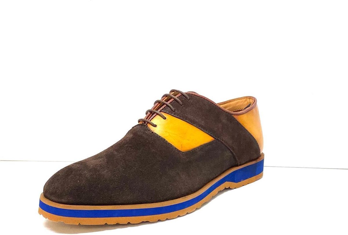 Suede met Lederen Herenschoen, maat 44 Bruin met cognac