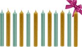 Luxe Dinerkaarsen 12 Stuks - Jade Groen & Oker Geel Kaarsen set - Kaarsen 19,5cm - Giftset - Paraffine Kaarsen - Cadeau - Cadeau voor vrouw - Dinerkaars