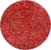 Assiette de présentation rouge/or - Assiettes rondes sous-verre Rouge - or avec motif - 33 cm - 2 pièces