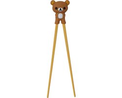 DongDong - Eetstokjes voor kinderen - Beer motief - 22.5 cm - Bruin