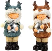 Winterkinderen - Koppel kinderen - Elandenkinderen staant -  hoogte 20cm - 2 stuks