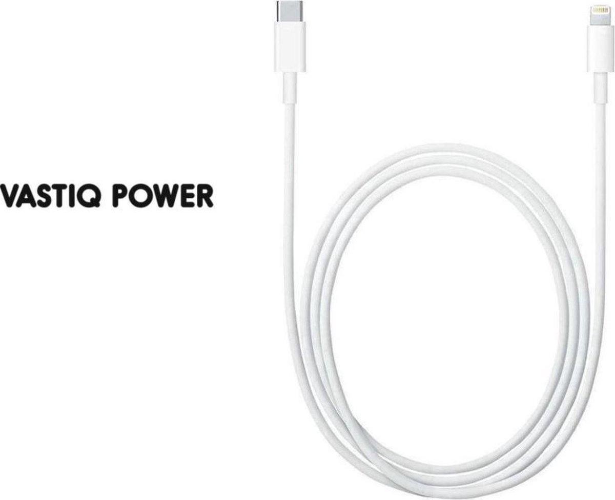 Vastiq Power® - USB-C Naar Lightning - 2 Meter Kabel - Wit - Geschikt Voor Iphone 14/13/12/Ipad - Lightning Naar-USB-C - Iphone 13/12/11/X - Ipad 13/12/Pro/Max - Iphone 13/12/Pro