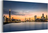 Wanddecoratie Metaal - Aluminium Schilderij Industrieel - Skyline - Londen - Zonsopkomst - 80x40 cm - Dibond - Foto op aluminium - Industriële muurdecoratie - Voor de woonkamer/slaapkamer