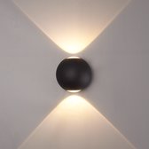 LED wandlamp 6 Watt 3000K tweezijdig oplichtend IP65 zwarte Globe