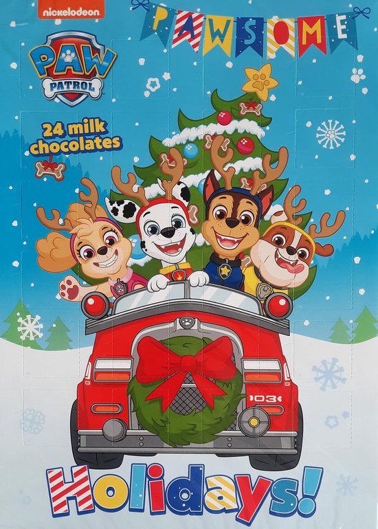 Specifiek Ooit mechanisch Paw Patrol Adventskalender Kerst 2022 blauw Adventkalender 24 chocolaatjes  | bol.com