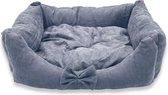 Pochon Pet - Hondenmand - Kattenmand - 50 x 35 x 14 cm - Grijs - Hondenmanden - Hondenbed met Strikje - Hondenkussen - Kattenbed - Kerst