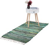 Relaxdays Vloerkleed meerkleurig groen - tapijt - rechthoekig - div.groottes - met franjes - 70x140cm
