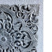 2x Wandpaneel hout Mandala 40x40cm Grey/Si- wanddecoratie - muur - wand - cadeau geschenk
