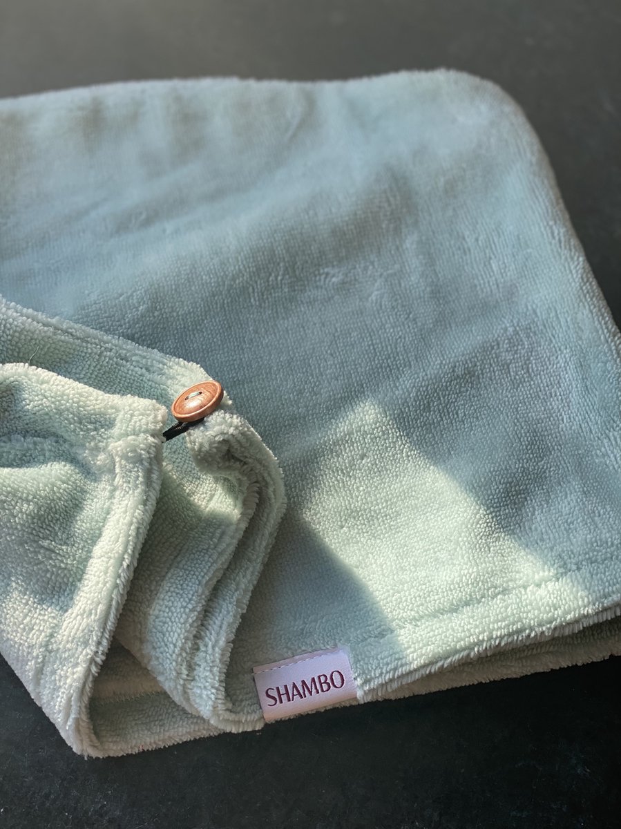 Haarhanddoek bamboe Mint Groen | Happy Hair Towel | Shambo | CG | Curly Girl Methode | Valentijn