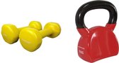 Tunturi - Fitness Set - Vinyl Dumbbell 2 x 1,5 kg - Kettlebell 10 kg