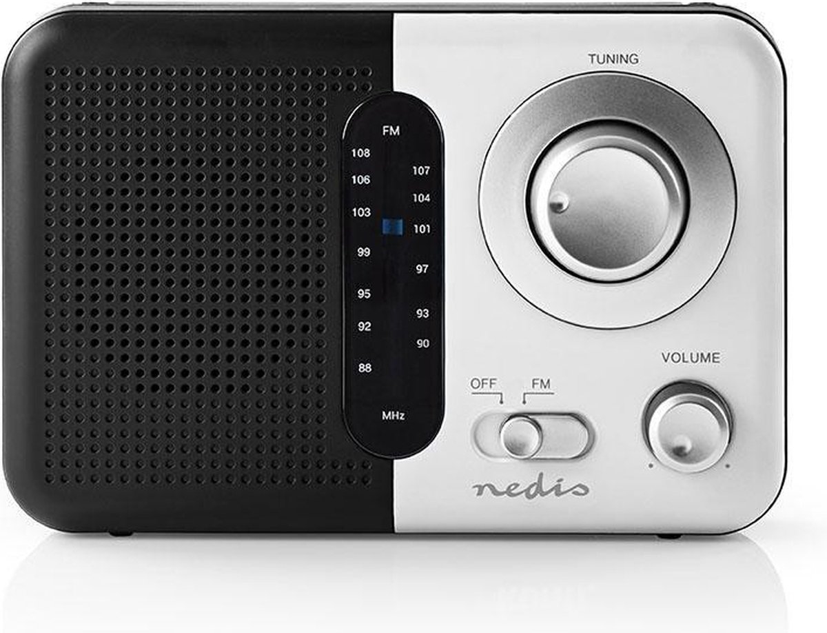 FM-Radio - Draagbaar Model - FM - Batterij Gevoed / Netvoeding - Analoog - 2.4 W - Zwart-Wit Scherm - Bluetooth - Koptelefoonoutput - Handgreep - Wit / Zwart