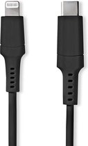 Nedis USB-Kabel | USB 2.0 | Apple Lightning 8-Pins | USB-C™ Male | 480 Mbps | Vernikkeld | 1.00 m | Rond | PVC | Zwart | Doos