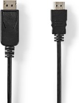 Nedis DisplayPort-Kabel - DisplayPort Male - HDMI Male - 4K@30Hz - Vernikkeld - 3.00 m - Rond - PVC - Zwart - Label
