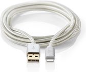Nedis Lightning Kabel - USB 2.0 - Apple Lightning 8-Pins - USB-A Male - 480 Mbps - Verguld - 1.00 m - Rond - Gevlochten / Nylon - Aluminium - Cover Window Box