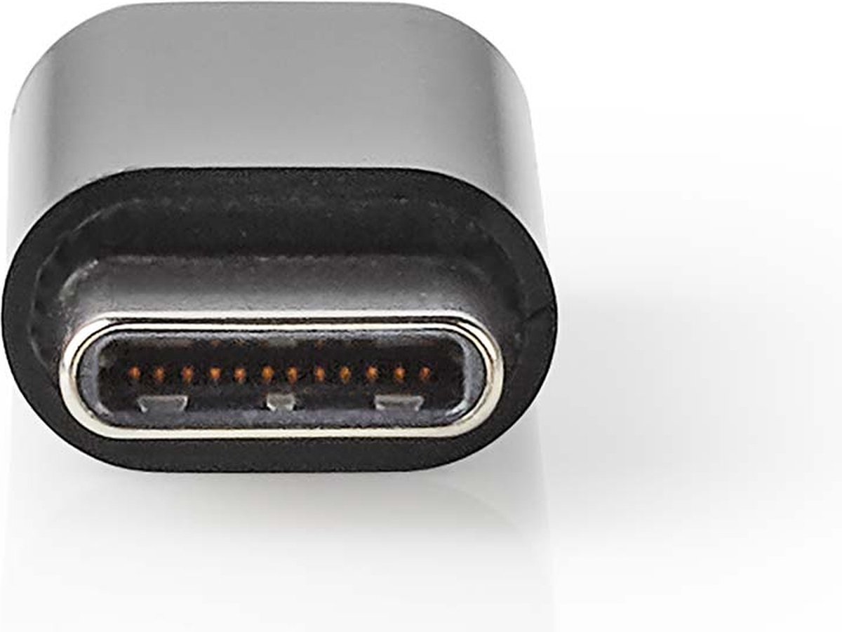 Nedis USB-C Adapter - USB 2.0 - USB-C Male - USB Micro-B Female - 480 Mbps - Rond - Vernikkeld - Zwart - Envelop