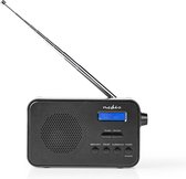 Nedis DAB+ Radio - Draagbaar Model - DAB+ / FM - 1.3 " - Zwart-Blauw Scherm - Batterij Gevoed / USB Gevoed - Digitaal - 3.6 W - Bluetooth - Koptelefoonoutput - Wekker - Slaaptimer - Zwart