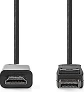 Nedis DisplayPort-Kabel - DisplayPort Male - HDMI Connector - 4K@30Hz - Vernikkeld - 1.00 m - Rond - PVC - Antraciet - Doos