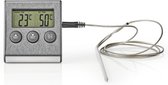 Nedis Vleesthermometer | Alarm / Timer | LCD-Scherm | 0 - 250 °C | Zilver / Zwart