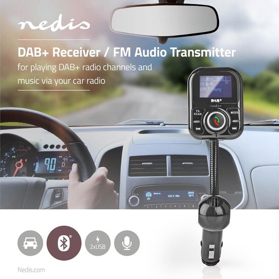 Nedis FM-Audiotransmitter voor Auto - Zwanenhals - Handsfree bellen - 1.4 "  -... | bol.com