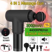 Massage Gun - 4in1 - Ultra Quiet - 4/6 Snelheden - Zwart/Grijs