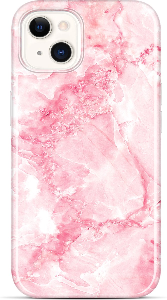 YONO iPhone 13 Hoesje Marmer - Shock Proof Case - Roze